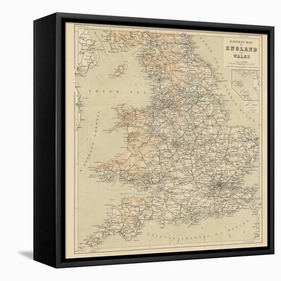 Railway Map of England and Wales-null-Framed Stretched Canvas