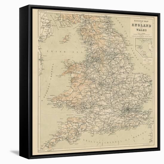 Railway Map of England and Wales-null-Framed Stretched Canvas