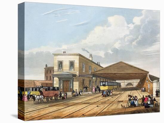 Railway Office, from 'Coloured View of Liverpool and Manchester Railway', engraved by S.G. Hughes-Thomas Talbot Bury-Stretched Canvas