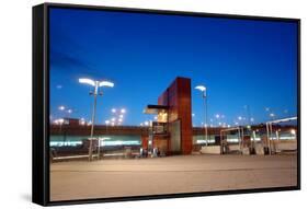 Railway Station Entrance by Night-pryzmat-Framed Stretched Canvas