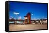 Railway Station Entrance by Night-pryzmat-Framed Stretched Canvas