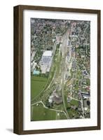 Railway Station of Garmisch-Partenkirchen, Olympic Skating Hall, Aerial Picture, Germany, Bavaria-Frank Fleischmann-Framed Photographic Print