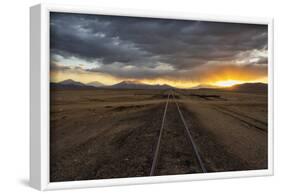 Railway track in the desert, Salar de Uyuni, Potosi Department, Bolivia-Keren Su-Framed Photographic Print