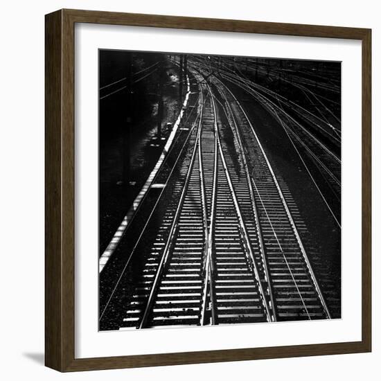 Railway Tracks BW-Tom Quartermaine-Framed Giclee Print