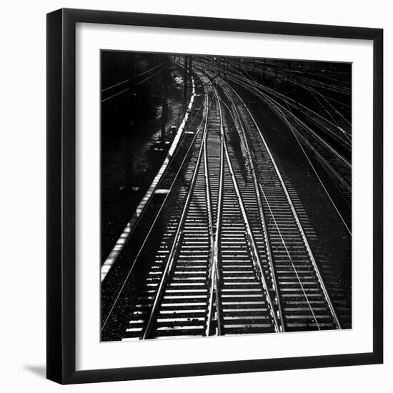 Railway Tracks BW-Tom Quartermaine-Framed Giclee Print