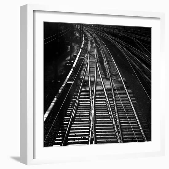 Railway Tracks BW-Tom Quartermaine-Framed Giclee Print