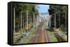 Railway Tracks in Japan-Tupungato-Framed Stretched Canvas