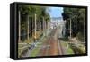 Railway Tracks in Japan-Tupungato-Framed Stretched Canvas