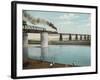 Railway Train Rattles Over the Impressively Long Panhandle Bridge at Louisville Kentucky-null-Framed Photographic Print