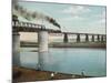Railway Train Rattles Over the Impressively Long Panhandle Bridge at Louisville Kentucky-null-Mounted Photographic Print