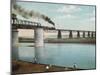 Railway Train Rattles Over the Impressively Long Panhandle Bridge at Louisville Kentucky-null-Mounted Photographic Print