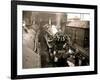 Railway Workers Cleaning the Cardiff Rail Name Plate "Capitals United Express", Wales 1950s-null-Framed Photographic Print