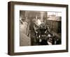 Railway Workers Cleaning the Cardiff Rail Name Plate "Capitals United Express", Wales 1950s-null-Framed Photographic Print