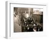 Railway Workers Cleaning the Cardiff Rail Name Plate "Capitals United Express", Wales 1950s-null-Framed Photographic Print