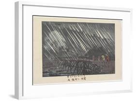 Rain at Saegusa Bridge in Hakone, Ame, 1880-Kobayashi Kiyochika-Framed Giclee Print