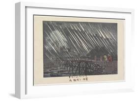 Rain at Saegusa Bridge in Hakone, Ame, 1880-Kobayashi Kiyochika-Framed Giclee Print