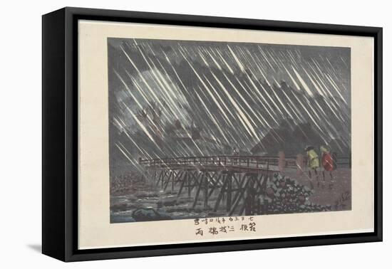 Rain at Saegusa Bridge in Hakone, Ame, 1880-Kobayashi Kiyochika-Framed Stretched Canvas