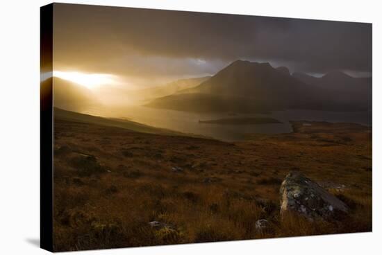 Rain Clouds over Ben More Coigach and Loch Lurgainn at Dawn, Coigach, Highland, Scotland, UK-Mark Hamblin-Stretched Canvas