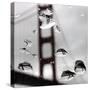 Rain Drops are Shown on a Car Windshield with the Golden Gate Bridge in Background-null-Stretched Canvas