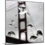 Rain Drops are Shown on a Car Windshield with the Golden Gate Bridge in Background-null-Mounted Photographic Print