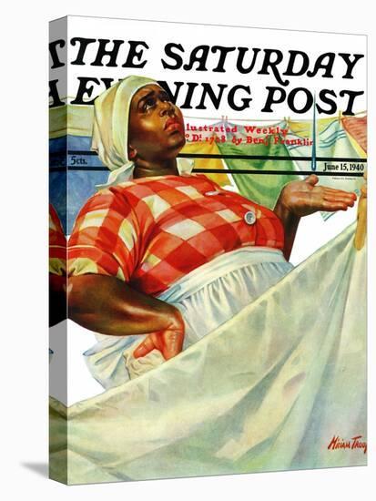 "Rain on Laundry Day," Saturday Evening Post Cover, June 15, 1940-Mariam Troop-Stretched Canvas