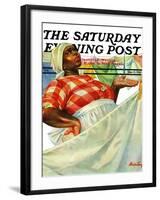 "Rain on Laundry Day," Saturday Evening Post Cover, June 15, 1940-Mariam Troop-Framed Giclee Print