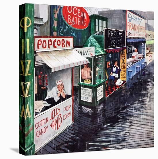 "Rain on the Boardwalk", July 2, 1955-George Hughes-Stretched Canvas