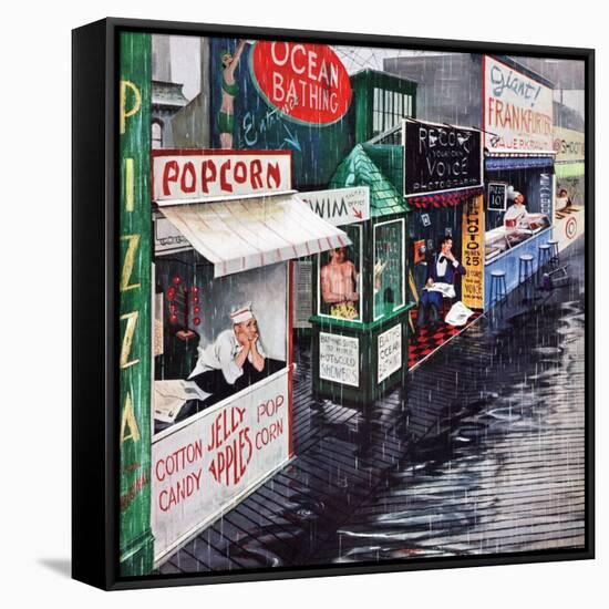 "Rain on the Boardwalk", July 2, 1955-George Hughes-Framed Stretched Canvas