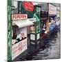 "Rain on the Boardwalk", July 2, 1955-George Hughes-Mounted Premium Giclee Print