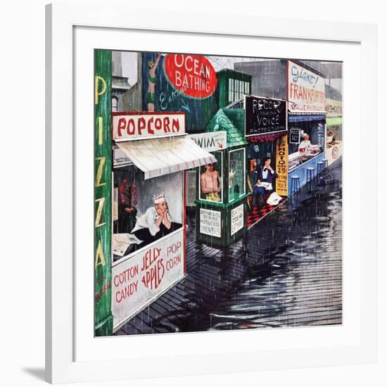 "Rain on the Boardwalk", July 2, 1955-George Hughes-Framed Giclee Print