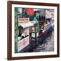 "Rain on the Boardwalk", July 2, 1955-George Hughes-Framed Giclee Print