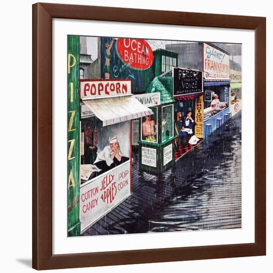 "Rain on the Boardwalk", July 2, 1955-George Hughes-Framed Giclee Print