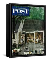 "Rain-out Birthday Party" Saturday Evening Post Cover, May 22, 1954-Stevan Dohanos-Framed Stretched Canvas