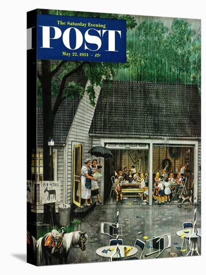 "Rain-out Birthday Party" Saturday Evening Post Cover, May 22, 1954-Stevan Dohanos-Stretched Canvas
