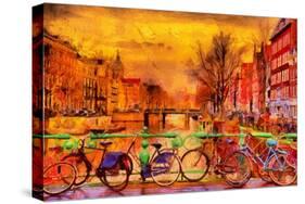 Rain over Amsterdam Canal Impressionist Style Oil Painting-Ivan Aleshin-Stretched Canvas
