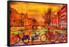 Rain over Amsterdam Canal Impressionist Style Oil Painting-Ivan Aleshin-Framed Stretched Canvas