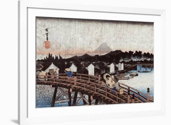 Rain over Nihonbashi, Japanese Wood-Cut Print-Lantern Press-Framed Art Print