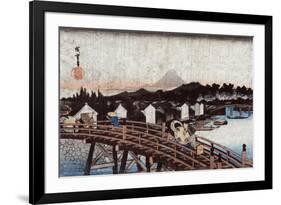 Rain over Nihonbashi, Japanese Wood-Cut Print-Lantern Press-Framed Art Print