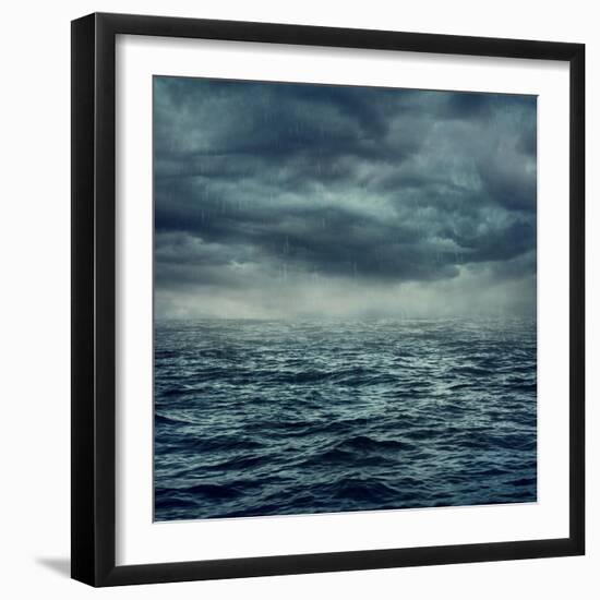 Rain over the Stormy Sea-egal-Framed Art Print