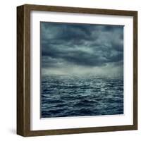 Rain over the Stormy Sea-egal-Framed Art Print