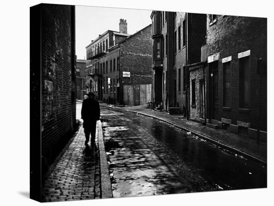 Rain Slicked Street Scene in Poor Section of City in Eastern US-Walker Evans-Stretched Canvas