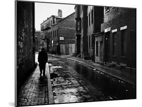 Rain Slicked Street Scene in Poor Section of City in Eastern US-Walker Evans-Mounted Photographic Print