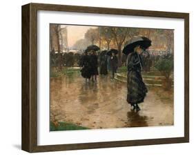 Rain Storm, Union Square, 1890-Childe Hassam-Framed Premium Giclee Print