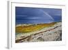 Rainbow Above Rocky Beach and Small Boat-null-Framed Photographic Print