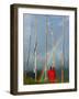 Rainbow and Monks with Praying Flags, Phobjikha Valley, Gangtey Village, Bhutan-Keren Su-Framed Photographic Print