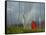 Rainbow and Monks with Praying Flags, Phobjikha Valley, Gangtey Village, Bhutan-Keren Su-Framed Stretched Canvas