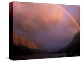 Rainbow and Stormy Sunrise Over St. Mary Lake, Glacier National Park, Montana, USA-Diane Johnson-Stretched Canvas