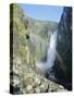 Rainbow and Voringsfossen Waterfall, Hardanger Region, Norway, Scandinavia, Europe-Gavin Hellier-Stretched Canvas