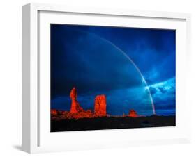 Rainbow at Balanced Rock, Arches National Park, Utah Stormlight at Sunset Entrada Sandstone-Tom Till-Framed Photographic Print