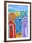 Rainbow Beach Huts-Peter Adderley-Framed Art Print